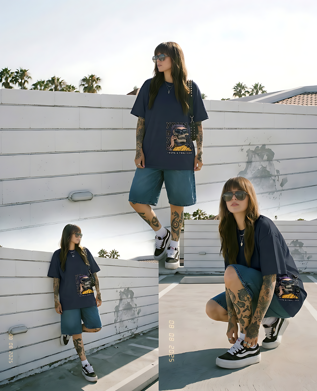 Young & Cool Skull Oversized Tee