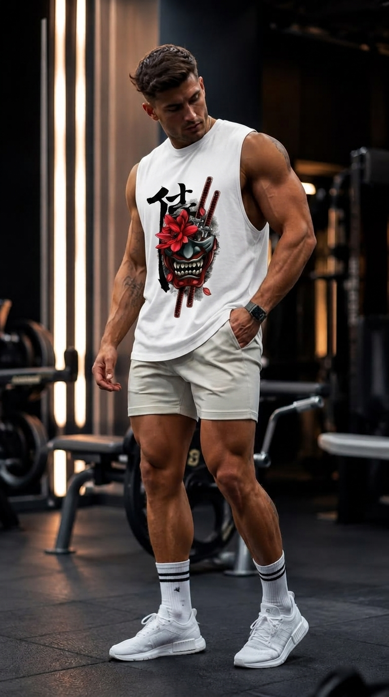 Japanese Graphic Cotton Gym Vest