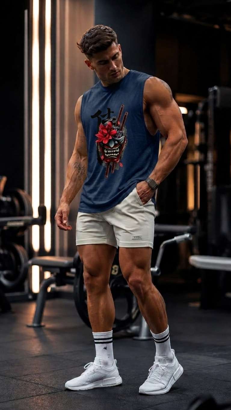 Japanese Graphic Cotton Gym Vest