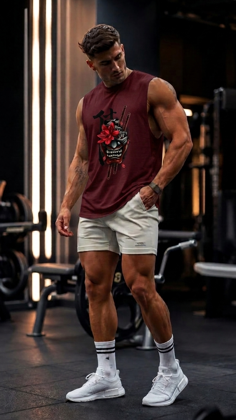 Japanese Graphic Cotton Gym Vest